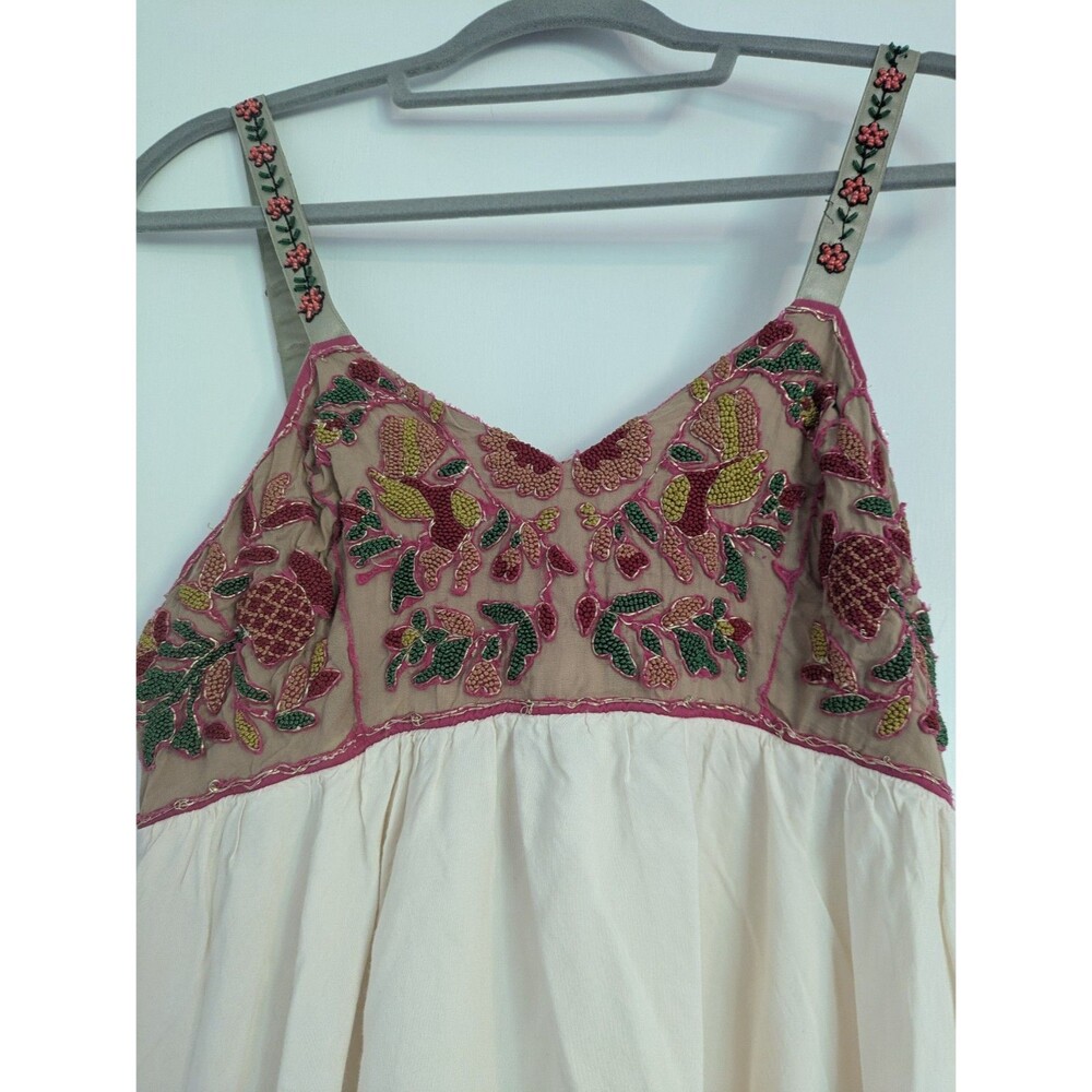 Anthropologie Zehavale Norrbotten Dress Copper Red Pink Embroidery Beaded Size 6 - Picture 4 of 11